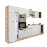 Leziter Yorki 330 konyhabútor sonoma tölgy korpusz,selyemfényű fehér fronttal