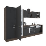 Leziter Yorki 330 konyhabútor yorki tölgy korpusz,selyemfényű antracit front alsó sütős elemmel polcos szekrénnyel és alulfagyasztós hűtős szekrénnyel