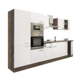 Leziter Yorki 330 konyhabútor yorki tölgy korpusz,selyemfényű fehér fronttal polcos szekrénnyel