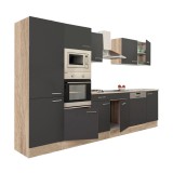 Leziter Yorki 340 konyhabútor sonoma tölgy korpusz,selyemfényű antracit fronttal polcos szekrénnyel