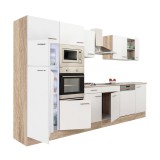 Leziter Yorki 340 konyhabútor sonoma tölgy korpusz,selyemfényű fehér fronttal