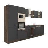 Leziter Yorki 340 konyhabútor yorki tölgy korpusz,selyemfényű antracit fronttal polcos szekrénnyel