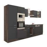 Leziter Yorki 340 konyhabútor yorki tölgy korpusz,selyemfényű antracit fronttal polcos szekrénnyel