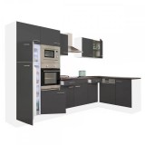 Leziter Yorki 340 sarok konyhabútor fehér korpusz,selyemfényű antracit fronttal