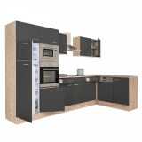 Leziter Yorki 340 sarok konyhabútor sonoma tölgy korpusz,selyemfényű antracit fronttal