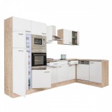 Leziter Yorki 340 sarok konyhabútor sonoma tölgy korpusz,selyemfényű fehér fronttal