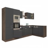 Leziter Yorki 340 sarok konyhabútor yorki tölgy korpusz,selyemfényű antracit fronttal polcos szekrénnyel