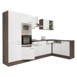 Leziter Yorki 340 sarok konyhabútor yorki tölgy korpusz,selyemfényű fehér fronttal polcos szekrénnyel