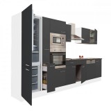 Leziter Yorki 370 konyhabútor fehér korpusz,selyemfényű antracit fronttal alulfagyasztós hűtős szekrénnyel