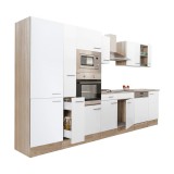 Leziter Yorki 370 konyhabútor sonoma tölgy korpusz,selyemfényű fehér fronttal polcos szekrénnyel