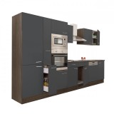 Leziter Yorki 370 konyhabútor yorki tölgy korpusz,selyemfényű antracit fronttal polcos szekrénnyel