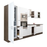Leziter Yorki 370 konyhabútor yorki tölgy korpusz,selyemfényű fehér fronttal alulfagyasztós hűtős szekrénnyel