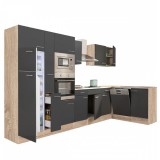 Leziter Yorki 370 sarok konyhabútor sonoma tölgy korpusz,selyemfényű antracit fronttal