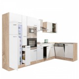 Leziter Yorki 370 sarok konyhabútor sonoma tölgy korpusz,selyemfényű fehér fronttal