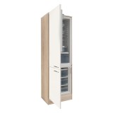 Leziter Yorki 60-as alulfagyasztós hűtős kamra szekrény sonoma tölgy korpusz selyemfényű fehér fronttal