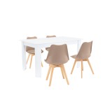 Leziter Zara 4+1 étkező garnitúra bézs-fehér