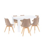 Leziter Zara 6+1 étkező garnitúra bézs-fehér