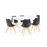 Leziter Zara 6+1 étkező garnitúra fekete-fehér