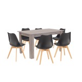 Leziter Zara 6+1 étkező garnitúra fekete-yorki tölgy