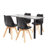 Leziter Zelma 4+1 étkező garnitúra fekete-fekete