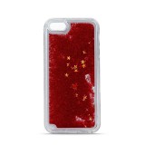 LG G7 ThinQ, TPU szilikon tok, Liquid Glitter, piros/átlátszó (75734) - Telefontok