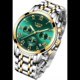 LIGE férfi karóra 9810-3 - zöld (3007)