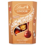Lindt Lindor tejcsokoládé, fehércsokoládé és extra étcsokoládé pralinék töltelékkel 200 g