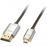 Lindy 41678 HDMI kábel 3 M HDMI A-típus (Standard) HDMI D-típus (Micro) Fekete, Króm, Arany (41678)