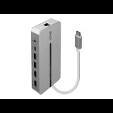 Lindy 43360 dokkoló állomás és port replikátor Vezetékes USB 3.2 Gen 1 (3.1 Gen 1) Type-C Ezüst, Fehér (43360)