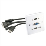 Lindy fali lemez Multi AV, HDMI, VGA, 3.5mm, USB, műanyag (60220) (60220)