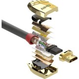 LINDY HDMI Csatlakozókábel [1x HDMI dugó - 1x HDMI dugó] 10.00 m Szürke (37866) - HDMI