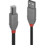 LINDY USB 2.0 Csatlakozókábel [1x USB 2.0 dugó, A típus - 1x USB 2.0 dugó, B típus] 10.00 m Fekete (36677)