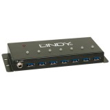 Lindy USB 3.0, 7 port, fém kialakítású hub (43128) (43128)