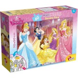 Lisciani Giochi Disney Hercegnők 2 az 1-ben 60db-os maxi puzzle és színező 70x50cm - Lisciani