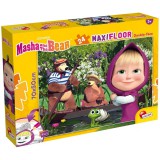 Lisciani Giochi Mása és a medve 2 az 1-ben 24db-os maxi padló puzzle és színező 70x50cm - Lisciani