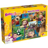 Lisciani Giochi Mása és a medve képek 2 az 1-ben 35db-os maxi padló puzzle és színező 70x50cm - Lisciani