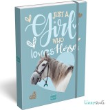 Lizzy Card Lovas füzetbox A/4, MICI Just a girl who loves horses, fehér ló