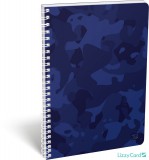 Lizzy Card XRCise Look spirál füzet A/4, kockás, 80 lapos, One, kék terepmintás