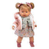 Llorens: Alexandra 42cm-es baba hanggal kötött kabátban sállal