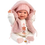 Llorens: Chloe 38cm-es síró baba rózsaszín mellényben
