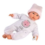 Llorens: Cuquita újszülött síró és beszélő kislány baba oroszlános ruhában - 30 cm