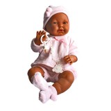 Llorens Kreol csecsemő baba rózsaszín ruhában 45cm (45026)