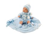 Llorens Újszülött fiú baba kék takaróval 38cm (38937)