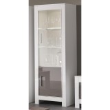 LM Modena Day 1-ajtós vitrines szekrény LED világítással - acélszürke-fehér