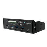 Logilink 5.25" multifunction front panel with 6-way card reader Black UA0341