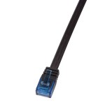 LogiLink CAT5e UTP Flat Patch Cable, AWG 30, blue colour RJ45 short plug, black, 20M