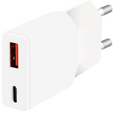 Logilink Dual-USB GaN töltő, 1x USB-C (PD), 1x USB-A (QC), 20 W, fehér