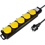 LogiLink LPS255 elektromos elosztó 1,5 M 5 AC kimenet(ek) Szabadtéri Fekete, Sárga