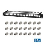 Logilink Moduláris 24 portos Cat.6A keystone patchpanel, 1U, 19"-os rackbe szerelhető, PrimeLine