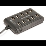 LogiLink UA0125 10 portos USB2.0 HUB fekete (UA0125)